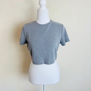 Rio Of Stars Basic Essentials Light Grey Short Sleeve Stretch Crop Top T-Shirt